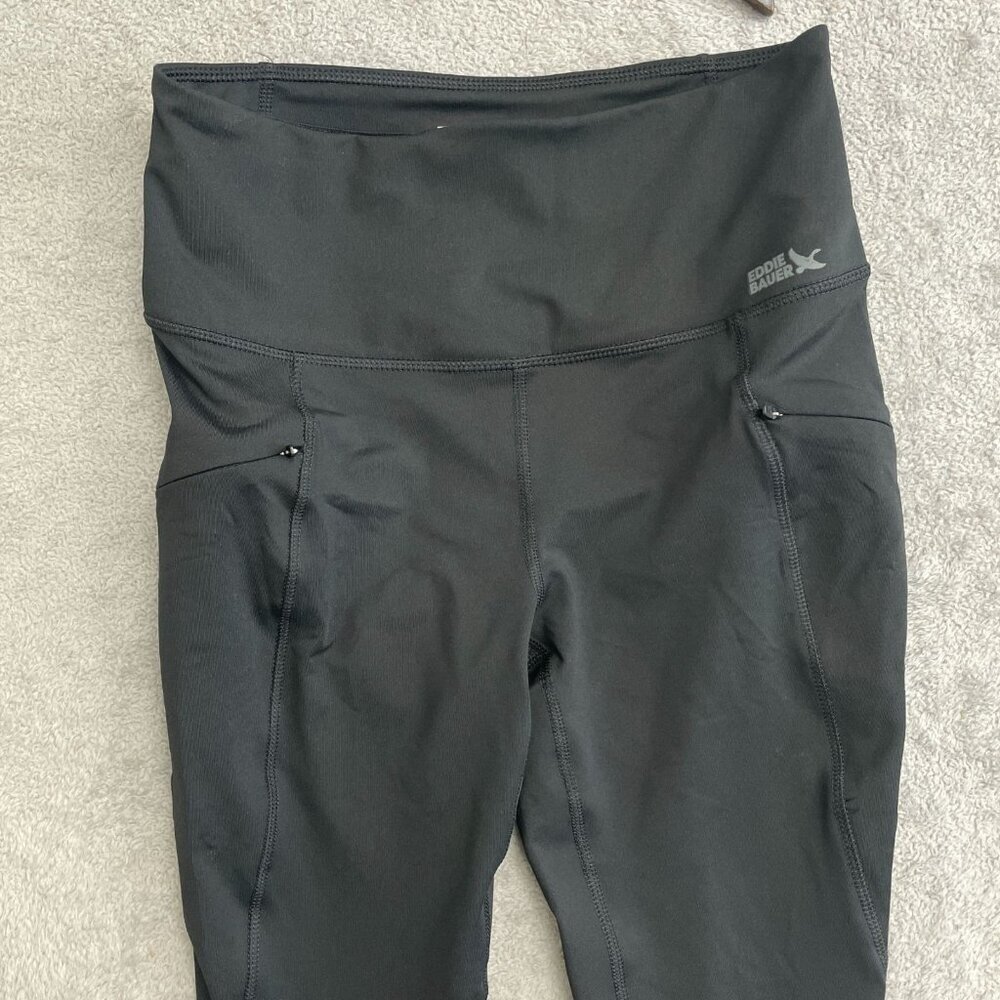 NWOT Eddie Bauer Women's S High-Waisted Black Leggings Side Zip Pockets - Picture 8 of 9